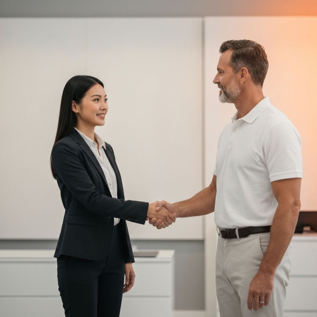 Business owner handshake